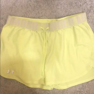 Neon yellow shorts under armour